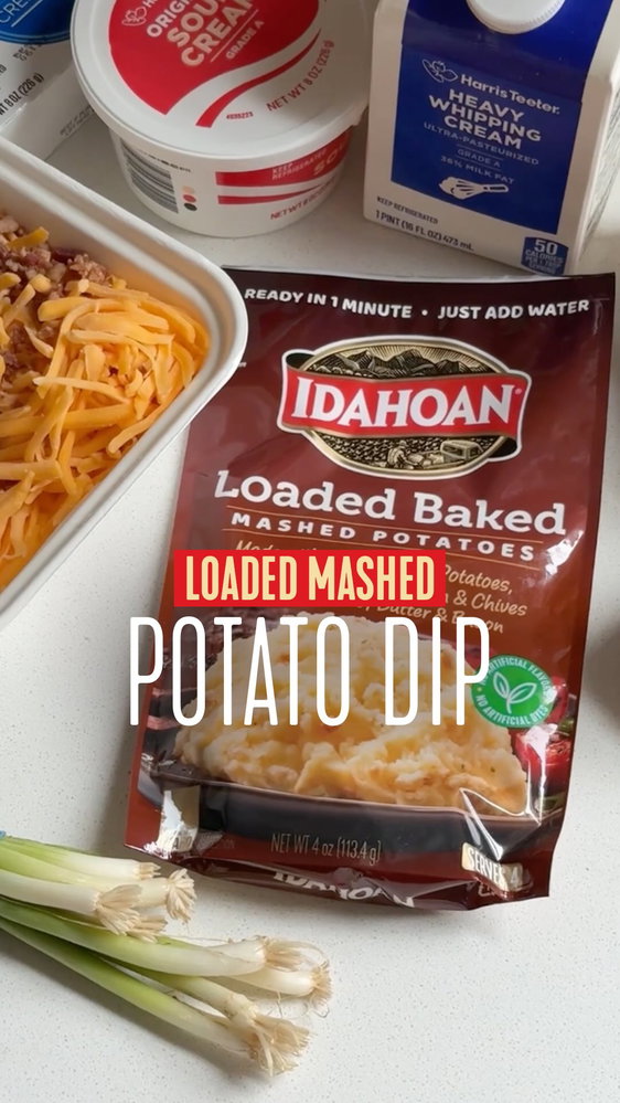Game day rule : never show up without the dip.
Ingredients:
• 1 package Idahoan Loaded Baked Mashed ...