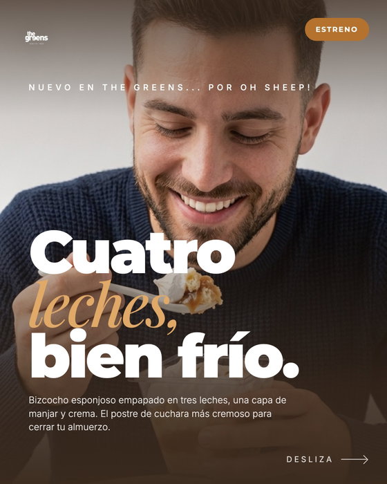 Nuevo en The Greens, y no lo hicimos nosotros: lo firma Oh Sheep! Pastelería.
Cuatro Leches. Bizcoc