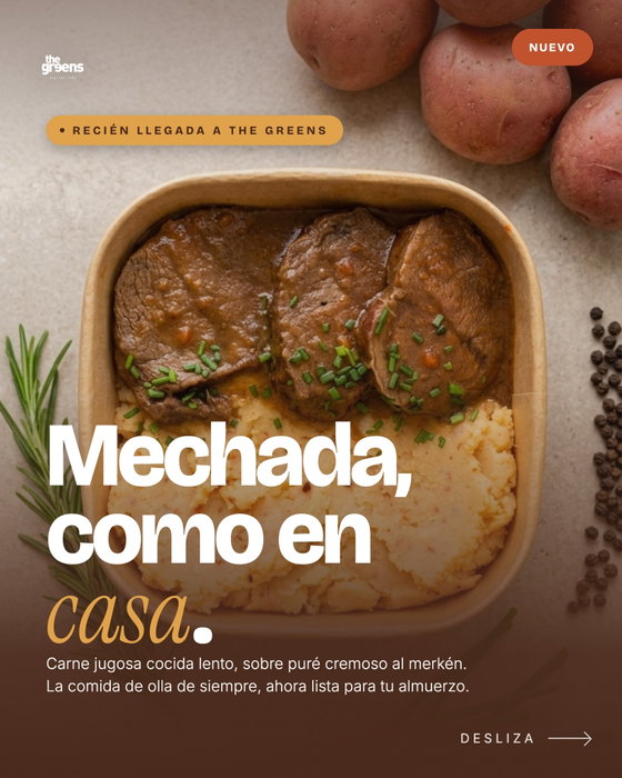 Mechada con puré. No hay que explicarla.
Es la comida de olla de los domingos: carne cocida a fuego