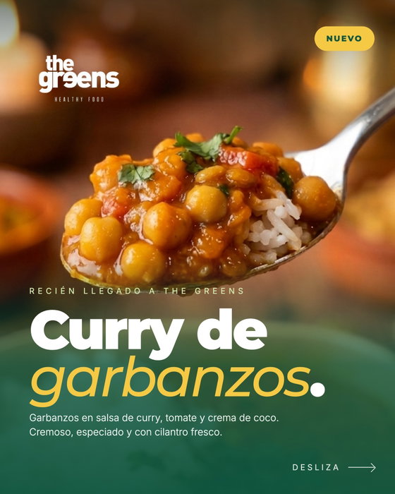 Llegó el Curry de Garbanzos 🍛 Garbanzos, crema de coco, pimentón, zanahoria y cebolla morada en sal