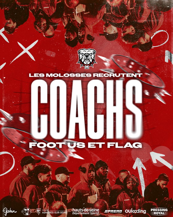 🏈 LES MOLOSSES RECRUTENT ENCORE DES COACHS !
Dans le cadre du développement de