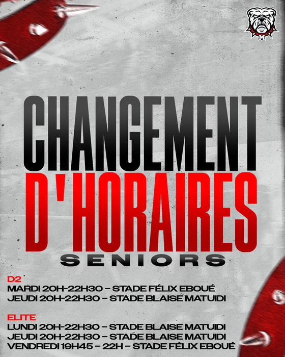 HORAIRES – SENIORS 2026-2027 !

Retrouvez les nouveaux créneaux d’entraînement d