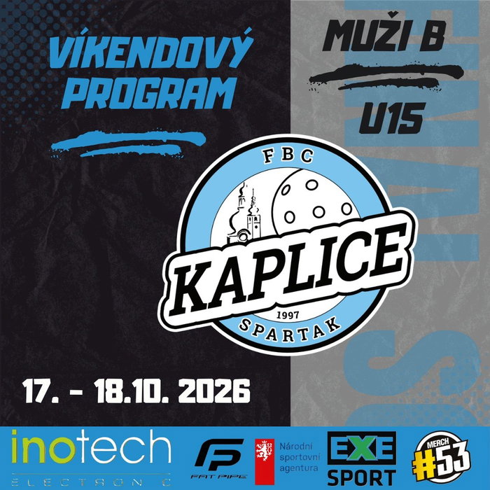 Pozvánka na víkend: 17. října 🏑
V sobotu jdou do akce dva naše týmy. Starší žáci hrají v Kaplici na Bělidle a podpo…