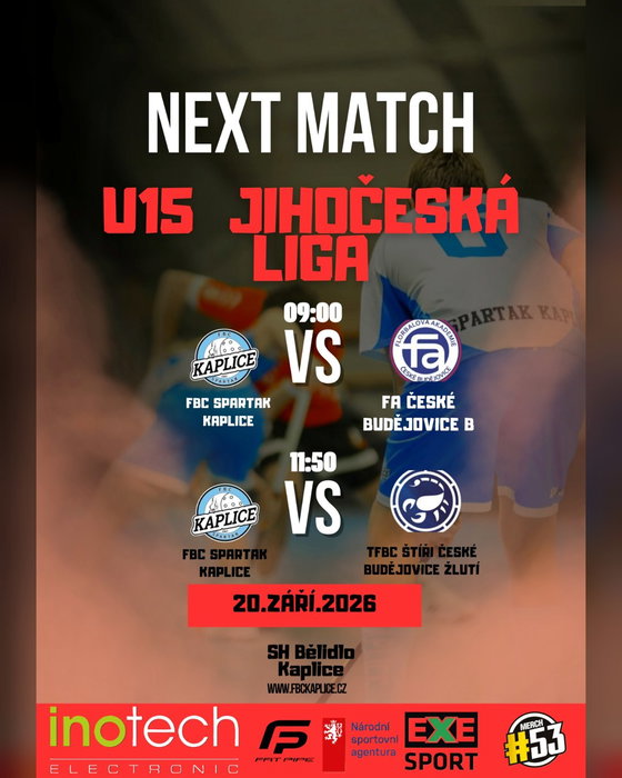 Starší žáci vstupují do sezony ❤️
Neděle 20. září, SH Bělidlo Kaplice
9:00 — FA České Budějovice B
11:50 — TFBC Štíř…