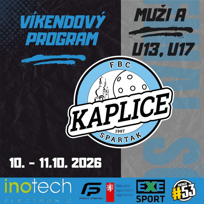Víkendový program 10. října 📅
V sobotu jdou do akce tři naše týmy. Áčko hraje v Kaplici na Bělidle a po výsledkově …