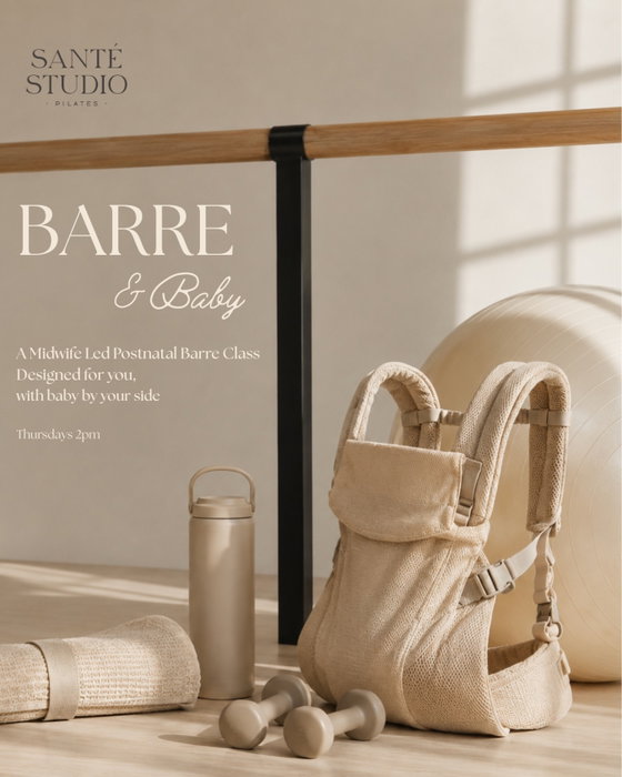 BARRE & BABY is coming to Santé 🤍
A little something new for our mums - because movement doesn’t have to stop when baby comes along.
Our new midwife-led Barre & Baby class combines postnatal-friendly strength, low-impact movement, core connection and all the Barre shakes you know and love - with baby right by your side.
As most of the class is standing, we recommend bringing a comfortable baby carrier/sling so your little one can join you while you move.

Feed, cuddle, change or take a break whenever you need to - this is a completely relaxed, baby-friendly space.
No Barre experience needed, just you + baby. 🫶🏼
Midwife-led. Postnatal-friendly. Baby welcome.
Coming to the Santé timetable this September 🤍

📍Santé Studio, Brand Street Hitchin
Thursdays @ 2pm ✨