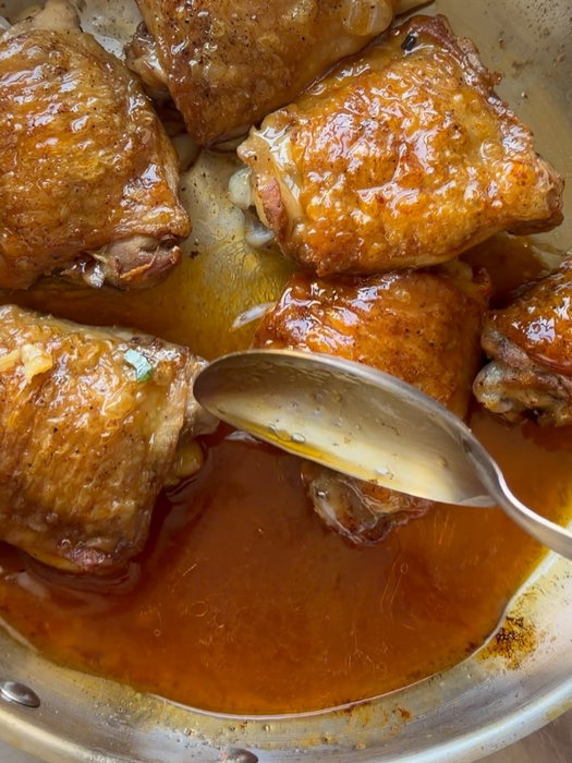 Chicken slowly cooked with paprika, garlic and lemon then served with crispy potatoes and herb cottage cheese dressed cucumbers. Very simple, very good. Recipe on @mob