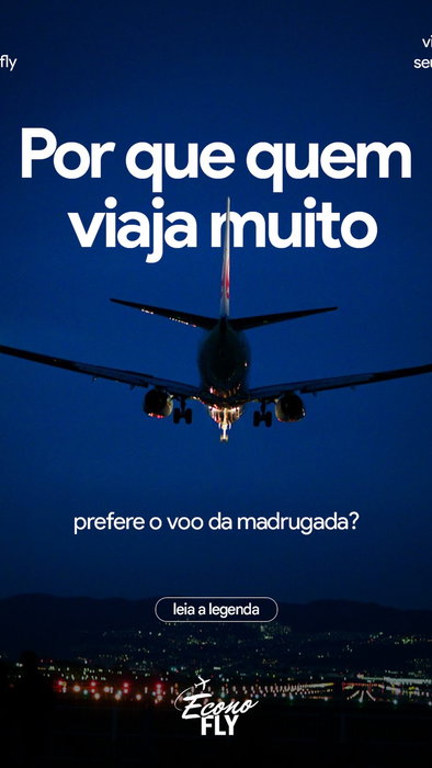 Parece contraintuitivo. Mas tem uma lógica sólida por trás.
Voos que decolam entre 22h e 1h costumam ter preços abaixo dos horários nobres. Os aeroportos estão menos cheios, o check-in é mais rápido, o embarque mais tranquilo. 📉

Mais importante: você dorme no voo e chega no destino de manhã. Para quem tem reunião no primeiro dia, isso vale muito mais do que uma noite de hotel a menos. Para famílias com crianças, embarcar à noite significa que as crianças dormem no avião — e acordam no destino prontas para o dia.

A lógica não é conforto pelo conforto. É chegar no destino pronto para o que vier. O voo da madrugada, quando bem escolhido, faz exatamente isso. ✨

✈️  A Econofly leva isso em conta na hora de apresentar as opções para cada cliente.