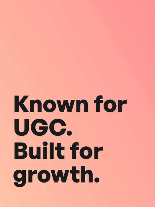 Instagram post: You know us for UGC. But our goal has always been growth. UGC is one part of it, alongside AI videos, static and animate