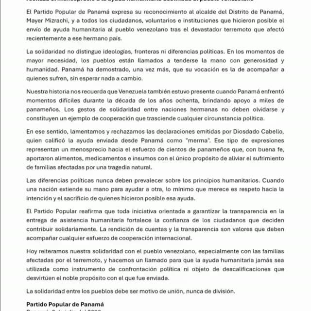 La solidaridad no tiene bandera, ideología ni fronteras.

Cuando un pueblo sufre, lo corre