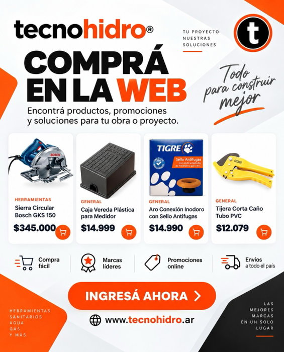 🛒 ¡Comprá online en Tecnohidro!
Todo lo que necesitás para construir, en un solo lugar. Encontrá herramientas, sanitarios, productos para agua y gas, marcas líderes y promociones exclusivas para tu obra o proyecto.
✅ Compra fácil y segura
🔧 Amplia variedad de productos
🔥 Promociones online
🚚 Envíos a todo el país
*Envios gratis en pedidos $150.000 pone por las dudas
¡Todo para construir mejor, a un clic de distancia!
🌐 Ingresá ahora a www.tecnohidro.ar
#Tecnohidro #CompraOnline #Construcción #Herramientas #Sanitarios Promociones MaterialesParaLaConstrucción