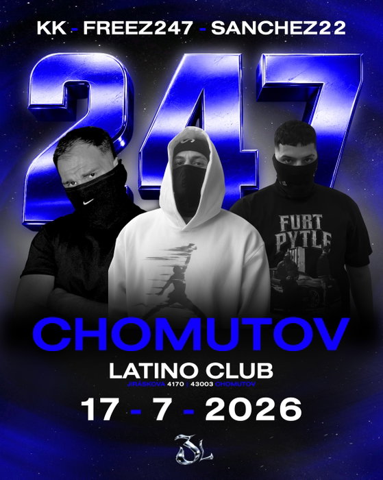 🔥 247 SQUAD POPRVÉ V CHOMUTOVĚ! 🔥
⚡ FREEZ247
⚡ SANCHEZ22
⚡ KK
Chcete slyšet tracky jako FURT PYTLE a nebo VODKA NENI VODA? 👀🔥
teď je můžete slyšet živě přímo na akci🙌🏻
📍 Latino Club Chomutov
📅 17. 7. 2026
🎟️ Předprodej dm´s 250 Kč
Na místě 300 Kč