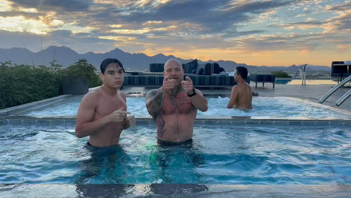 Cold Plunge Happiness on the rooftop before sunrise 🔥