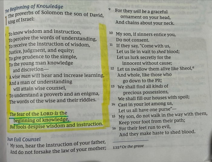 I wasn’t planning on making another post today… but being the 1st, I’m back at Proverbs 1.

This may be my favorite chap