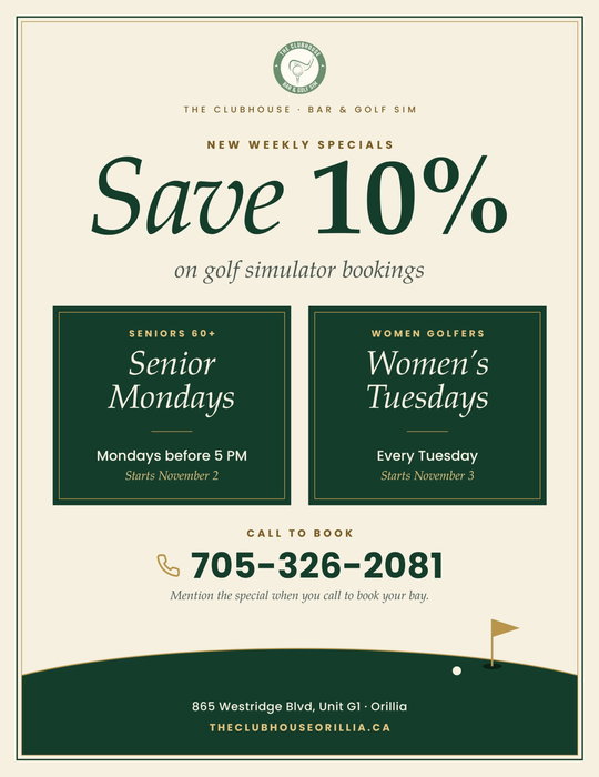 ⛳ NEW WEEKLY SPECIALS AT THE CLUBHOUSE! 🏌️‍♀️🏌️‍♂️ We’re excited to introduce TWO new ways to save on your next rou…