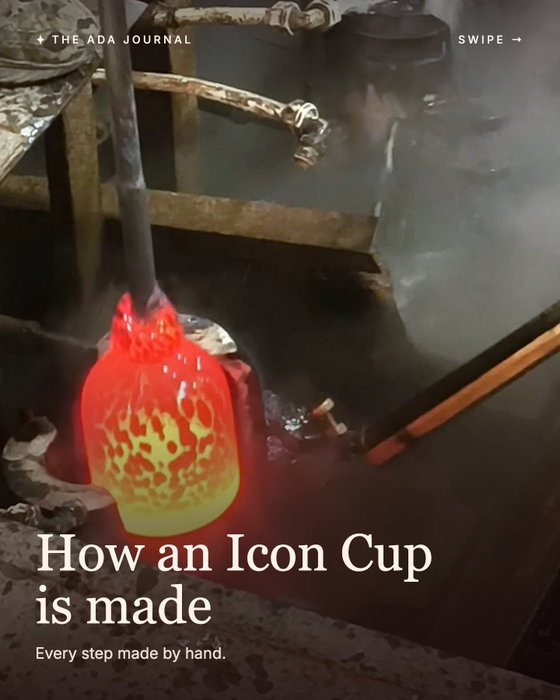 Every Icon Cup passes through many careful hands, from molten glass to icons fused in while hot ✦Full story on our Journ…