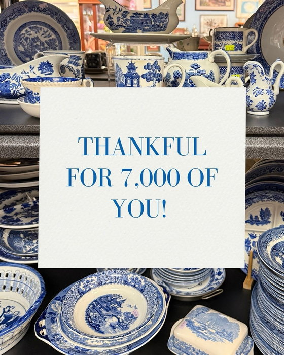 Thank you for helping Dishfunctional reach 7,000 followers on Instagram 💙

As a thank you, we have a $7 gift for you to use on your next visit! Head to the next slide and show the barcode at checkout to redeem, valid now through Tuesday, September 1st.

We’re so thankful for each of you and your support of our small vintage shop. Whether you’ve shopped with us, shared a post, or simply followed along, we appreciate you being here!

Offer valid for one-time use and can be combined with sales and loyalty card discounts.

Dishfunctional
225 Lancaster Ave
Malvern, PA

Monday–Saturday 10–6
Sunday 11–3