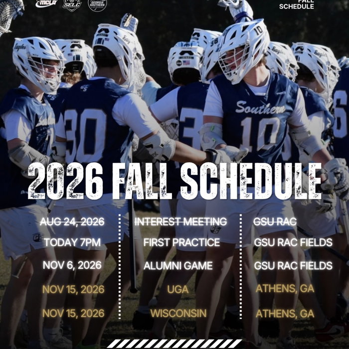 The Eagles are back in business. 🦅

GSU Lacrosse Fall 2026 Schedule!

Open Eval
