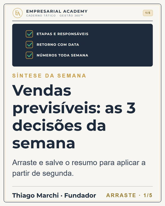 Quer um bate-papo rápido sobre as vendas da sua empresa? Envie VENDAS no Direct.

O resumo da semana em três decisões para vender com previs
