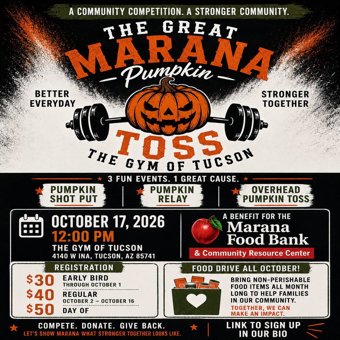 🎃 The Great Marana Pumpkin Toss is coming! Join us October 17th for a fun community event…