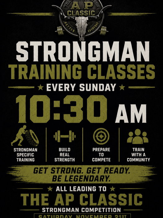 🚨 Schedule Update 🚨 Our Strongman Training Class has moved from 9:00 AM to 10:30 AM every Sunday!…