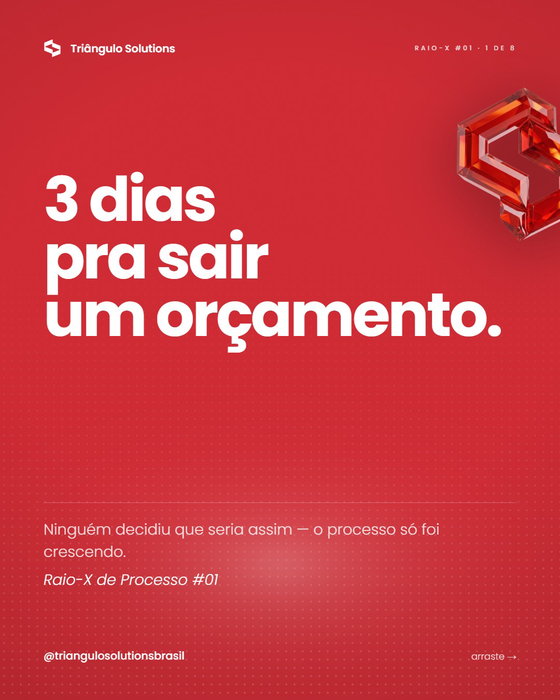 Três dias para um orçamento sair. E ninguém na empresa está parado.

Esse é o ponto. O gargalo quase nunca é f