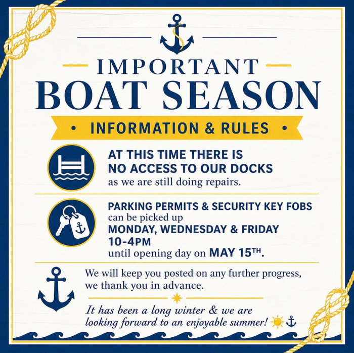 Some info regarding security key fobs & parking permit pick up! Looking forward to the 2026 season ☀️
Any questions feel free to call our store at (716)828-0027.