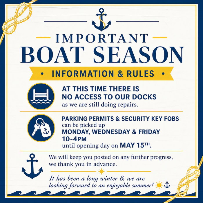 Some info regarding security key fobs & parking permit pick up! Looking forward to the 2026 season ☀️
Any questions feel free to call our store at (716)828-0027.