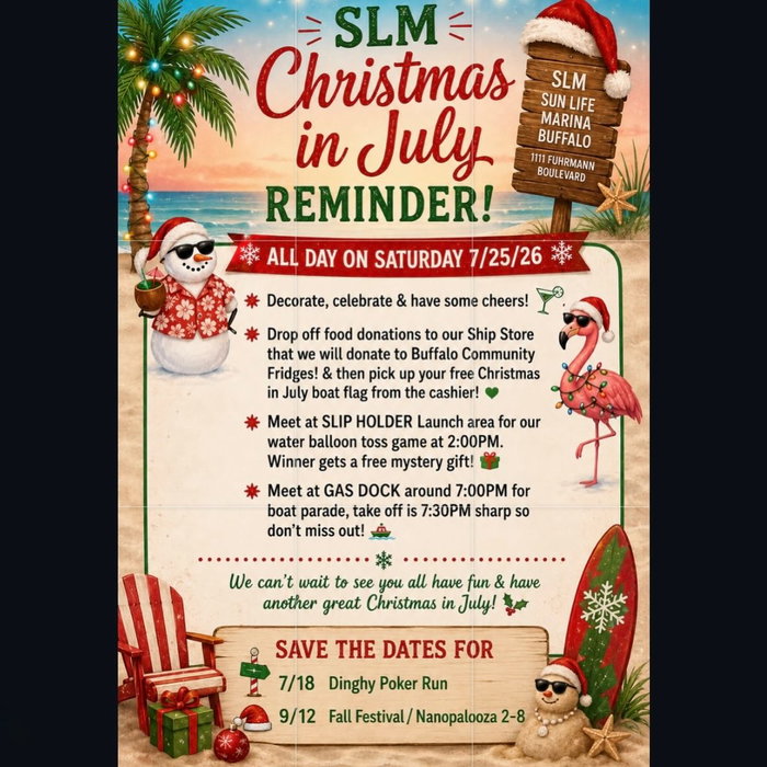 Christmas in July announcement!! We are so excited to see the way we light up Lake Erie this year. Any questions call 716-828-0027 🎄🎅⚓️