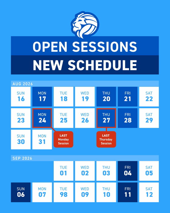 📢NEW Open Sessions Schedule🏐