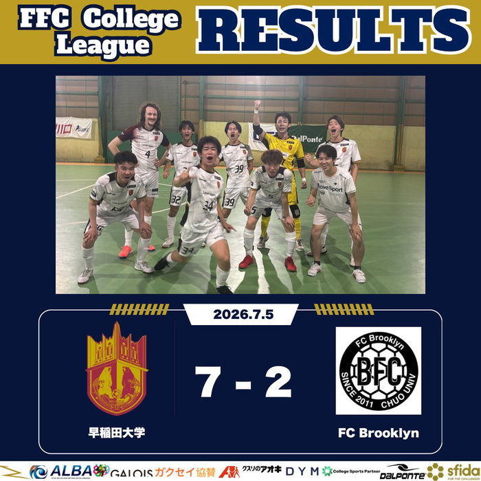 一
◤◢◤ 𝑭𝑼𝑳𝑳 𝑻𝑰𝑴𝑬 ◢◤◢
🏆#FFCカレッジフットサルリーグ2026 2部
2026