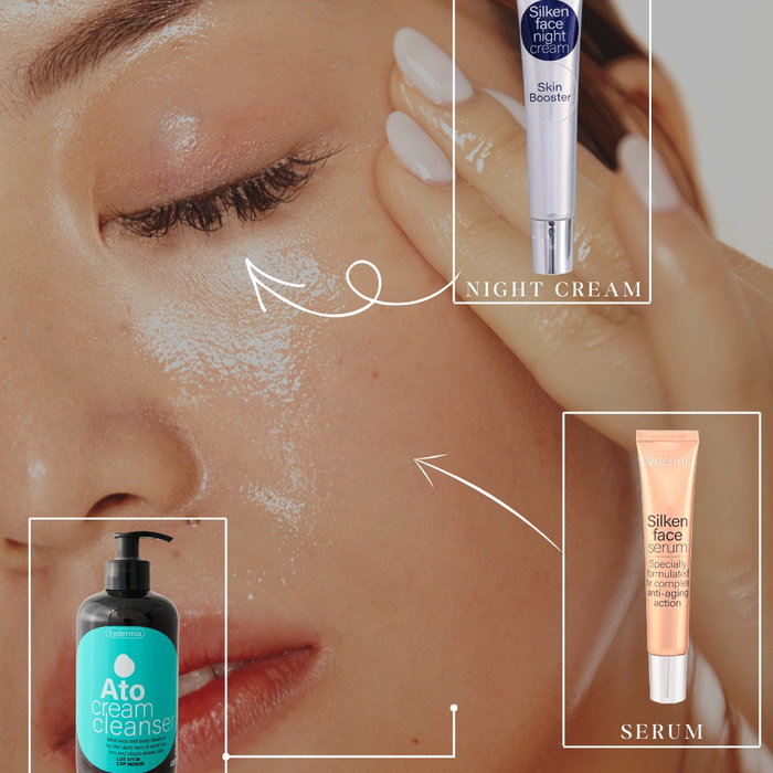 Your evening routine, made simple. ✨ Η σωστή βραδινή περιποίηση ξεκινά με καθαρισμό και συνεχίζεται με στοχευμένη φροντί