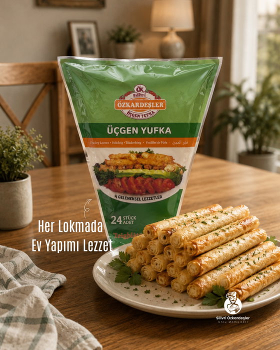 Ev yapımı lezzeti sofralarınıza taşıyın. 🥟
Öz Kardeşler Üçgen Yufka, çıtır bör