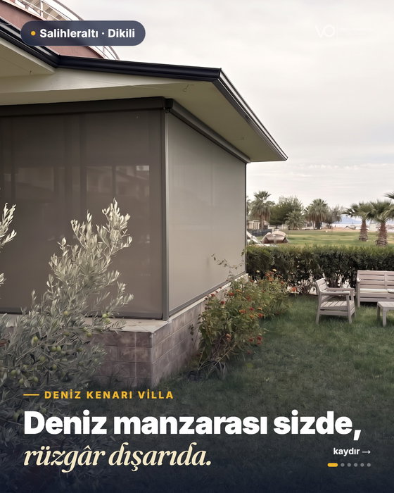 Dikili Salihleraltı'nda deniz kenarı bir villa: cam veranda