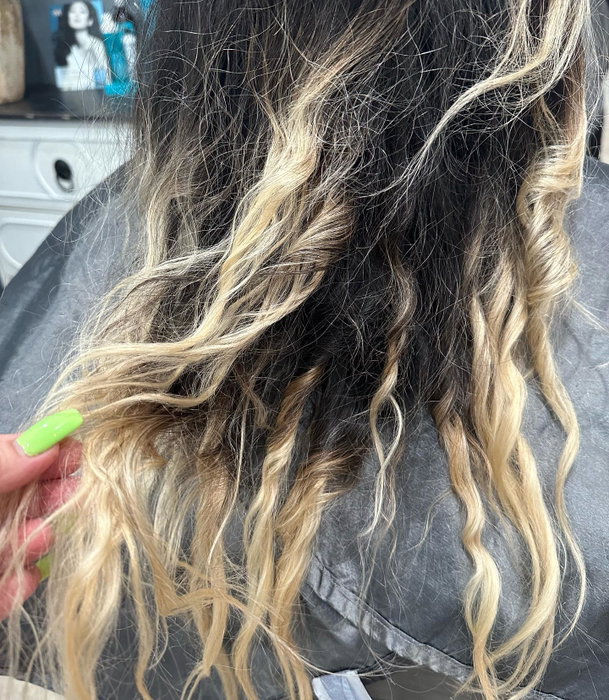 This beautiful client of mine came in for hair disaster help she hasn’t gone to hair salon for long time and here is the