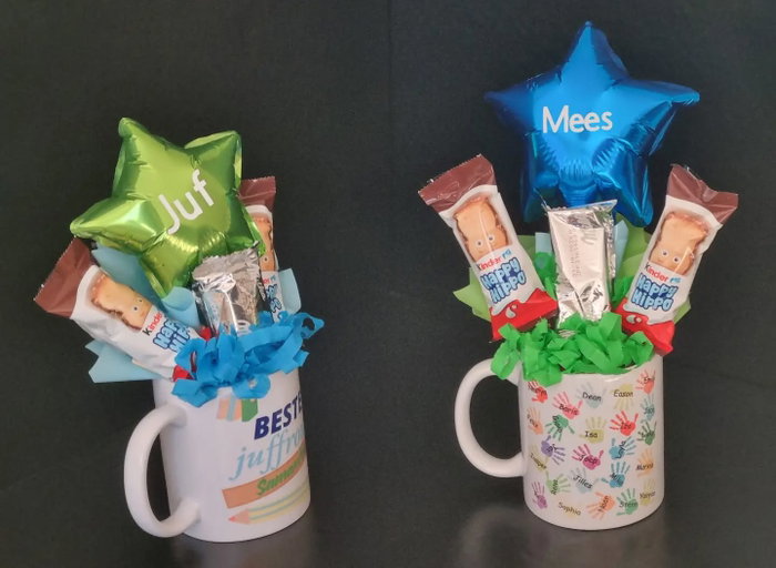 Bedankt juf, bedankt meester! 💙💚 Een persoonlijk cadeautje om het schooljaar feestelijk af te sluiten. 🌟 Prijs 30 euro
