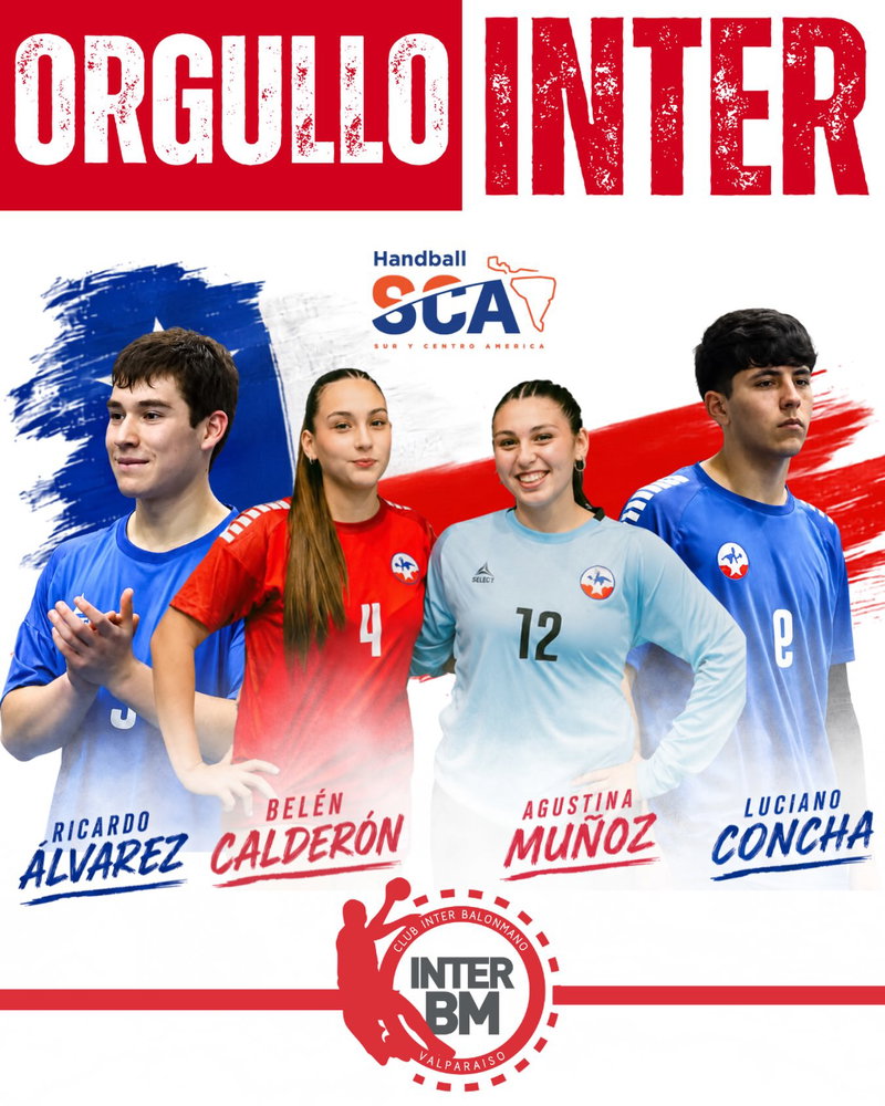 🇨🇱🤾‍♂️ ¡ORGULLO INTER! ❤️🖤

Queremos felicitar a Ricardo Álvarez, Luciano Concha, Belén Calderón y Agustina Muñoz, q