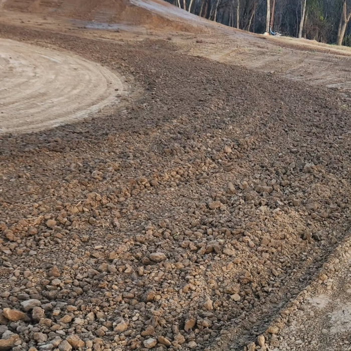 Freshly worked dirt through a sweeping corner at Creekside