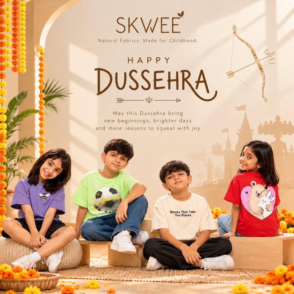✨ Wishing you a very Happy Dussehra from the entire Skwee family! 🏹🌼
May this festive season bring little moments of
