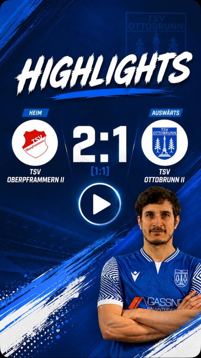 Drei Tore, leider nur eins davon für die richtige Seite. 😅
Florian Koop sorgte immerhin dafür, dass wir beim 1:2 in Oberpframmern auch einmal jubeln durften.
Hier gibt’s alle Buden nochmal in bewegten Bildern – die anderen beiden betrachten wir rein aus journalistischer Sorgfalt. 👀⚽️