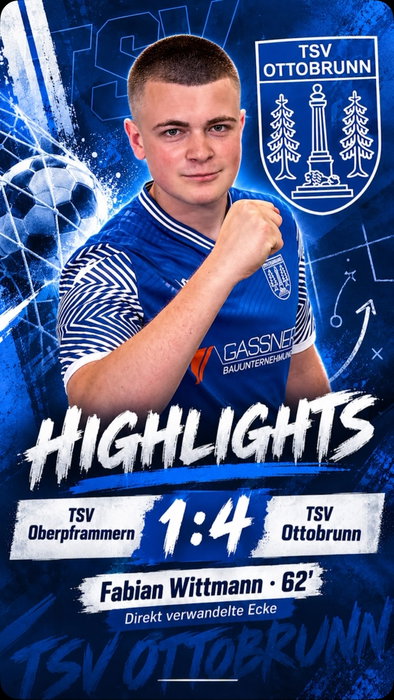 Vier Tore, drei Punkte – und eins davon direkt von der Eckfahne. 😮‍💨 Fabian Wittmann zum 1:3, später machen wir zu zehnt noch den Deckel drauf. Auswärts in Oberpframmern: 1:4. Die Highlights gibt’s im Reel. 💙🤍