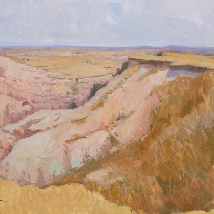 “Badlands” oil on canvas, 28 x 34 in. For sale on my website.