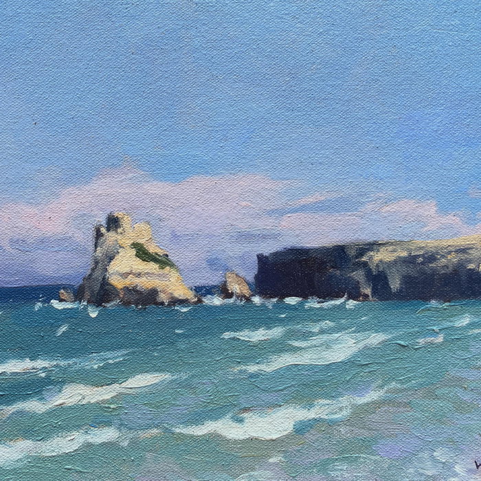 Canvas panel 8x10”. Better photo of the beach scene I did in Puglia.