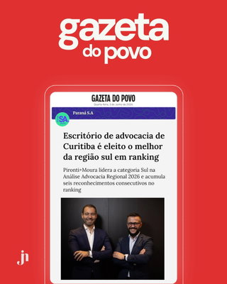 O @pirontimoura foi eleito o melhor escritório de advocacia da Região Sul. O reconhecimento veio pelo Análise Advocacia Regional 2026, um do
