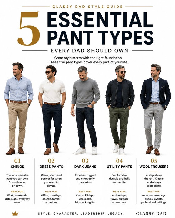Your wardrobe doesn't need more pants. It needs the right pants.

These five timeless styles will cover work, weekend…