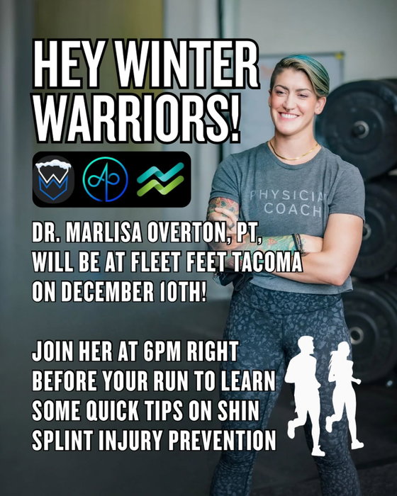 Excited to join the Winter Warriors at Fleet Feet Tacoma for a quick rundown on shin splint prevention just in time for winter training season.

We’ll cover what actually causes shin splints, simple ways to keep it from slowing you down, and easy strength/mobility tips you can start using today.
See you there, runners. 🏃‍♀️❄️✨
