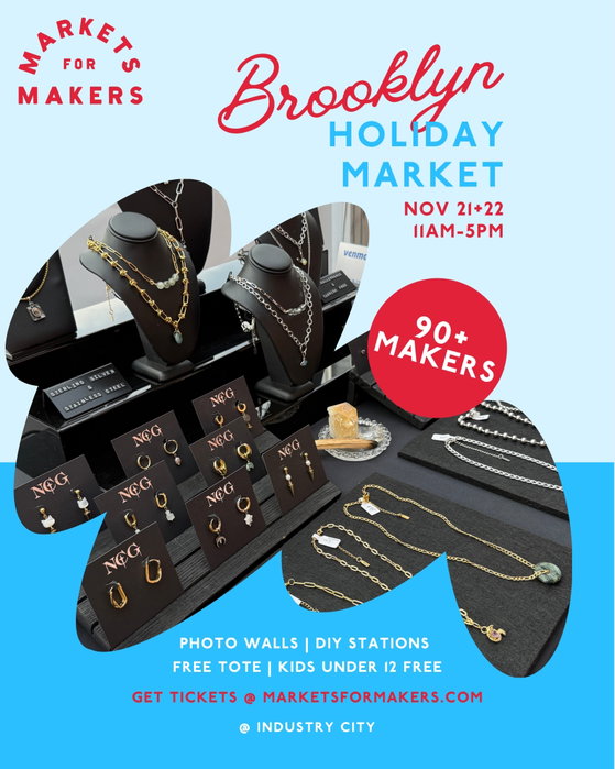 Instagram post: Busy holiday season is approaching! Catch me at Industry City with @marketsformakers on November 21-22nd!