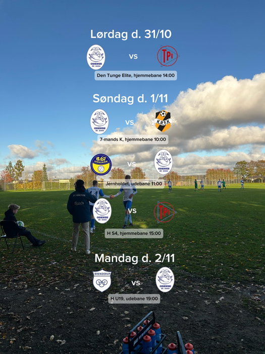 Sæsonens sidste kampe ⚽️
Enkelte hold har allerede spillet deres kamp, men der er stadig mulighed for at suge det sidste fodbold til sig!
I næste uge bliver er klubben endnu engang pyntet op, når alle redens svaner er inviteret til dette års afslutningsfest 🤩