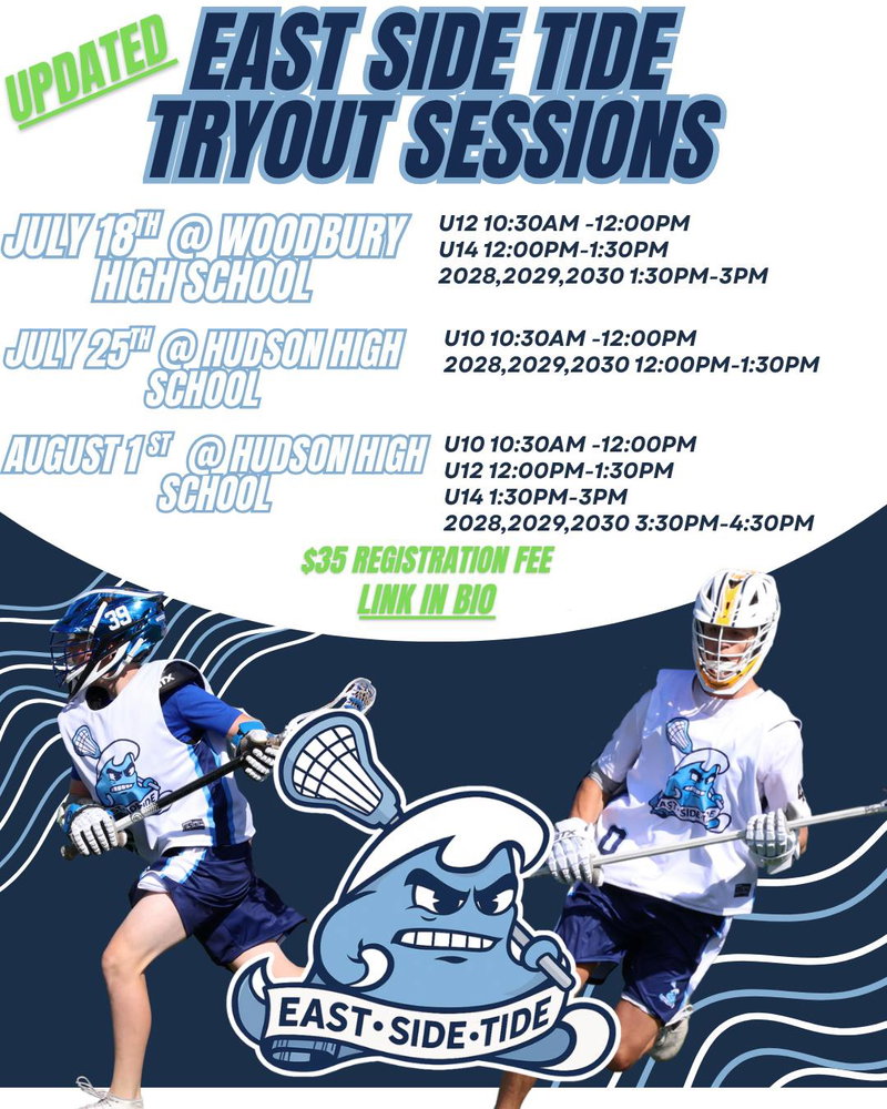 Heads up! We've made some changes to our tryout schedule, including adding a 3rd date on August 1st at Hudson High School.

Can't make it? Reach out for makeup tryout information.

Want to learn more? feel free to reach out via phone, email, or DM.

Can't wait to see you all at tryouts!
