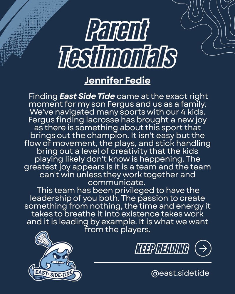 Thank you Jennifer for your kind words about out program!

If you're interested in checking out The Tide you can visit our website, DM us here, or reach out by phone or email.

We hope to see you all at tryouts!